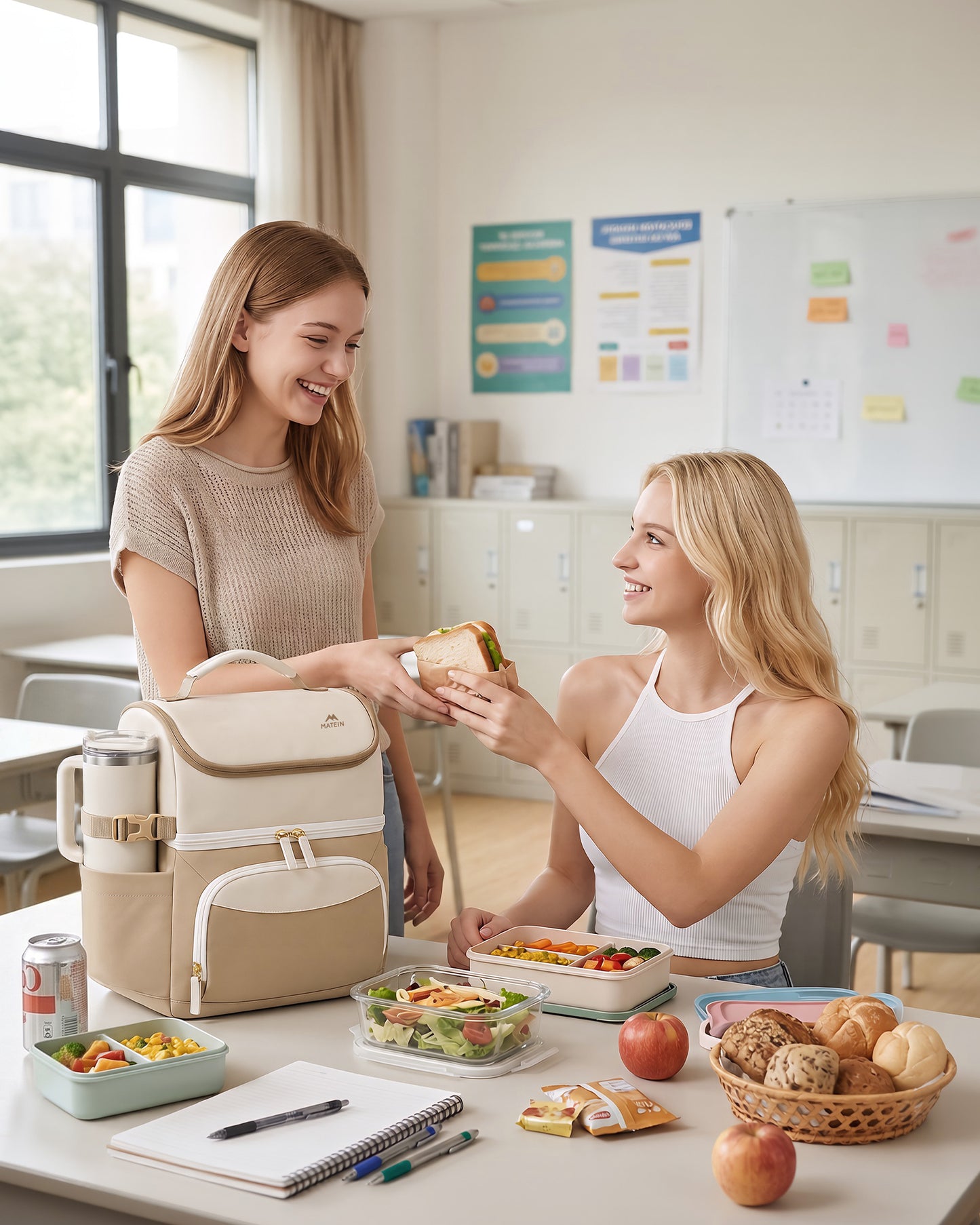 MATEIN Women Double Decker Insulated Lunch Bag