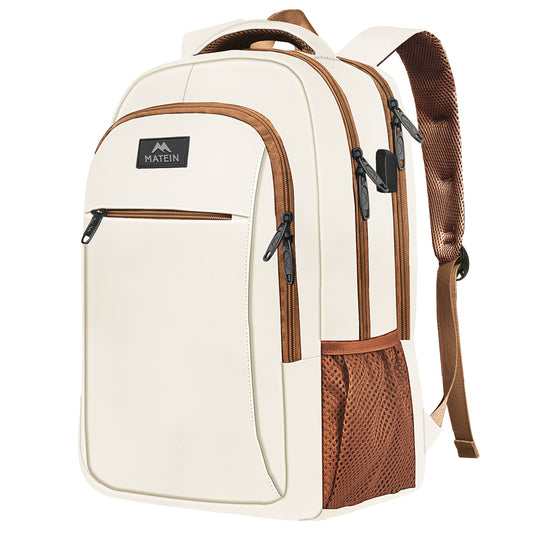 Beige Brown Mlassic Laptop Travel Backpack