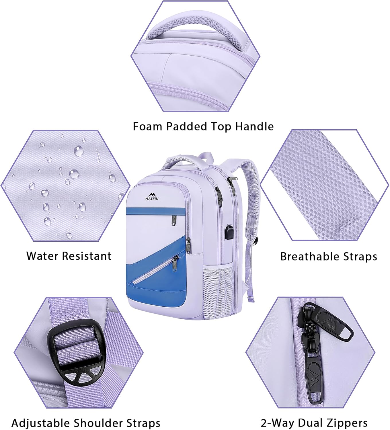 NTE Laptop Backpack, Purple & Blue