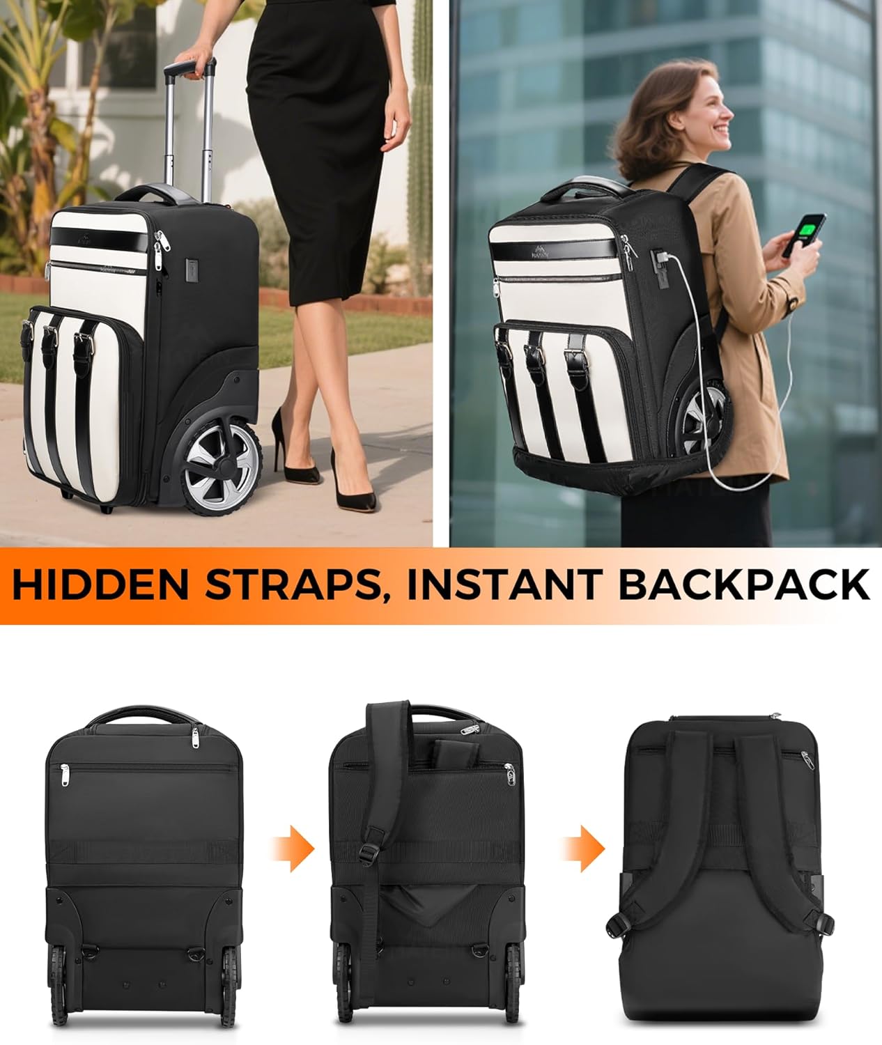 Large Wheels Rolling Backpack