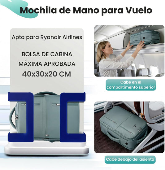 MATEIN Mochila 40x30x20 para Ryanair, Mochila Viaje 40x30x20, Verde