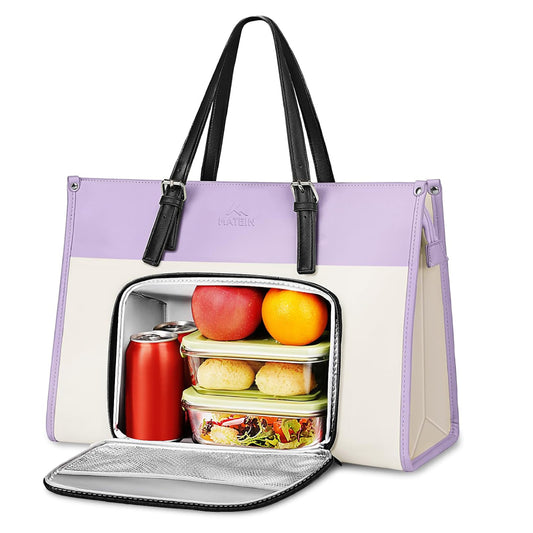 Tote Bag with Lunch Box Compartment, Light Purple