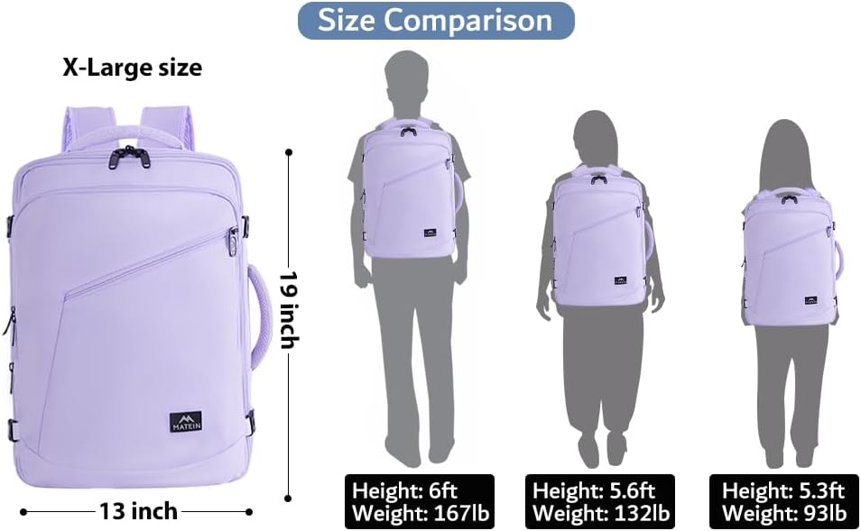 Large Carry-on Backpack, Light Purple