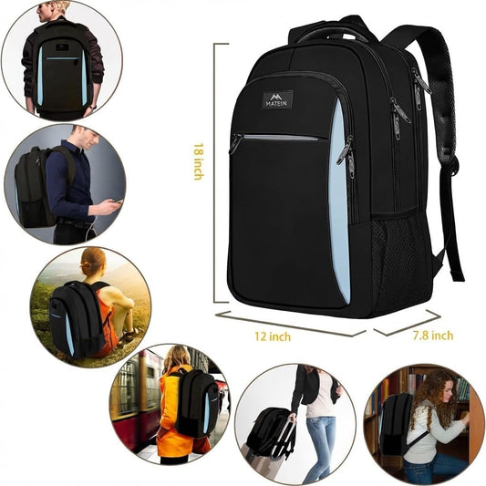 Black Blue Mlassic Laptop Travel Backpack
