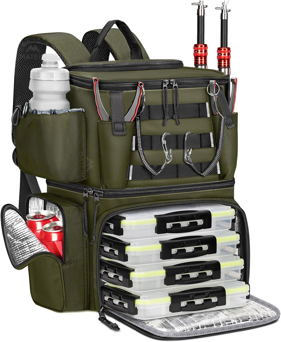 Fishing Backpack with 4 Tackle Boxes
