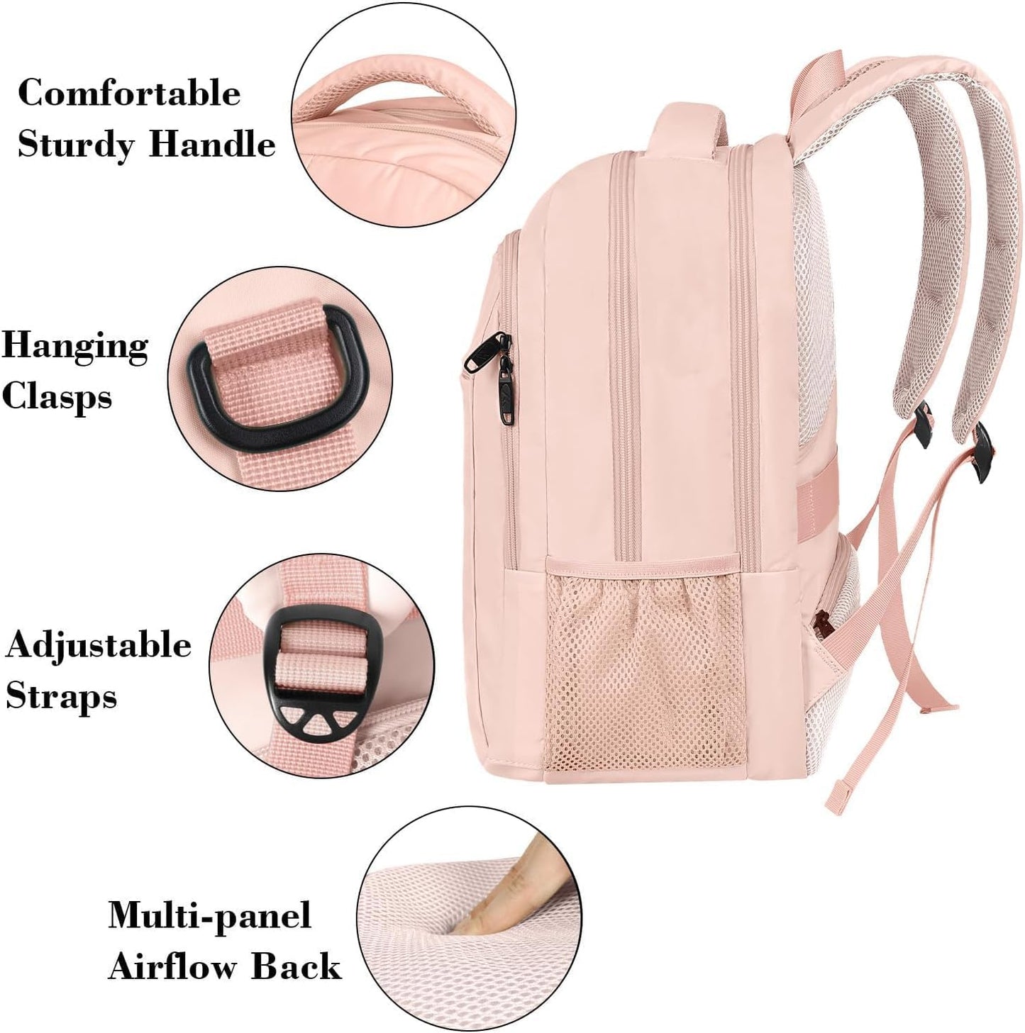Light Pink Mlassic Travel Laptop Backpack