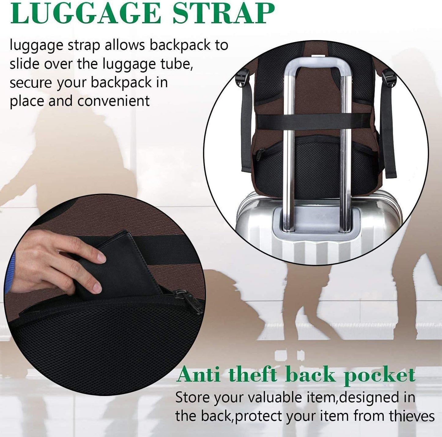 Brown Mlassic Travel Laptop Backpack