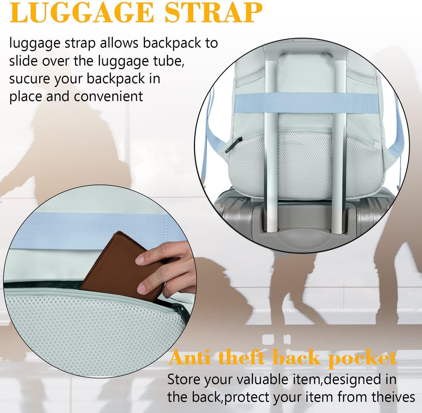 Light Blue Mlassic Travel Laptop Backpack