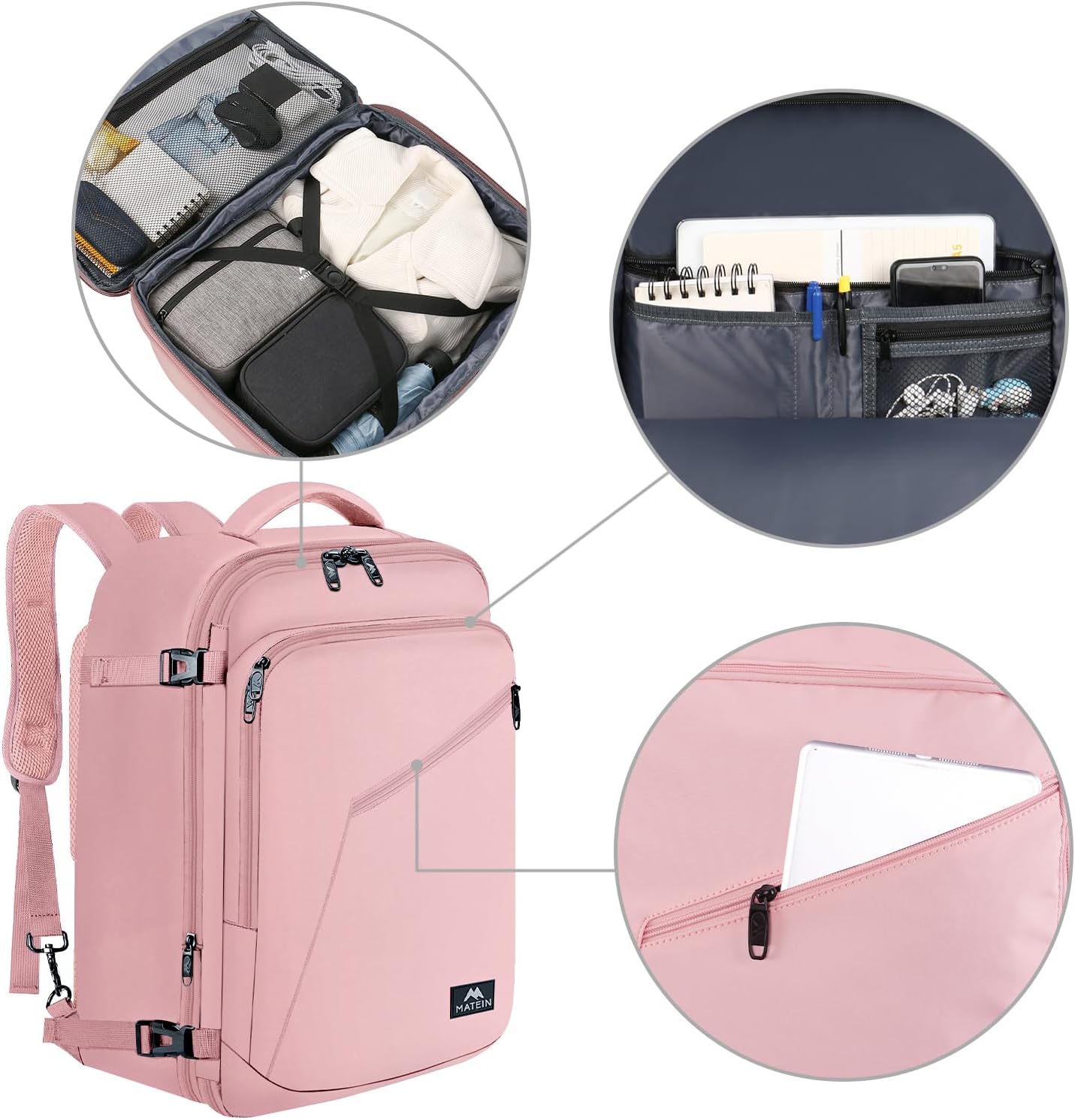 Large Carry-on Backpack, Pink