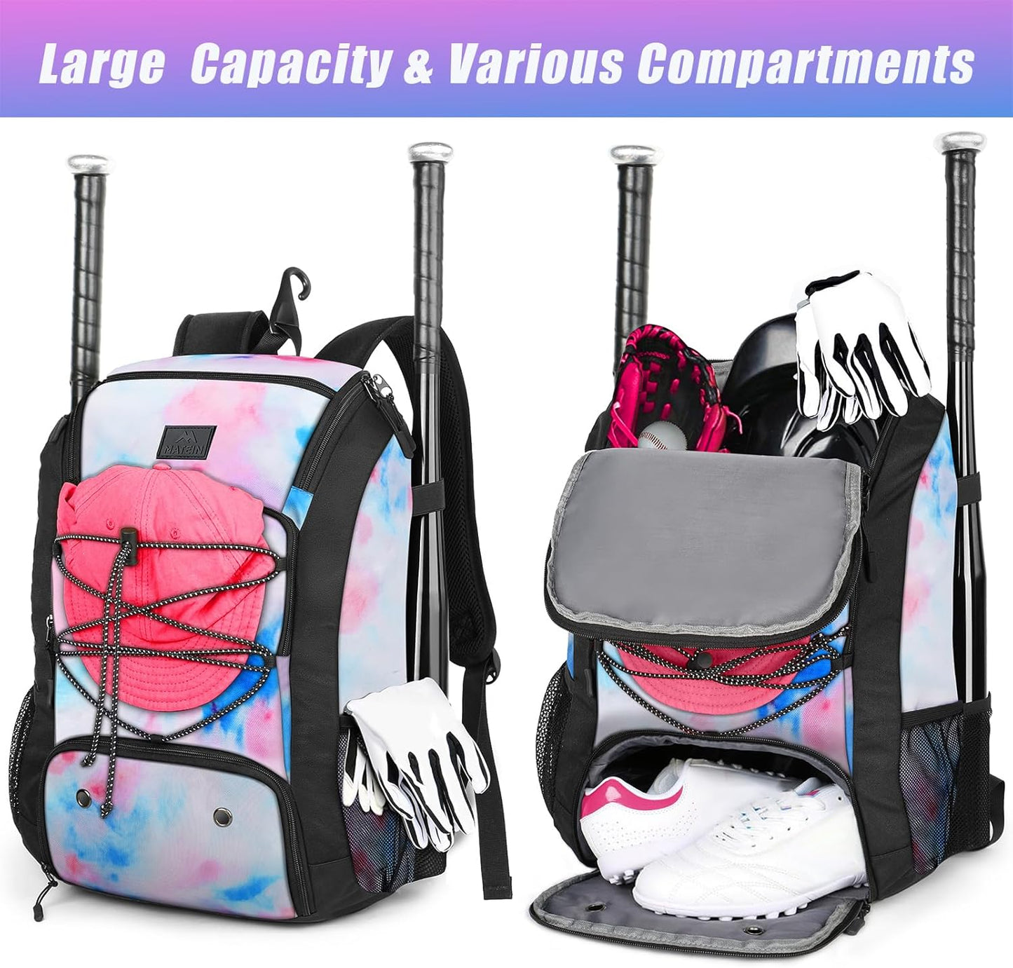 Baseball Bat Backpack, Tie Dye