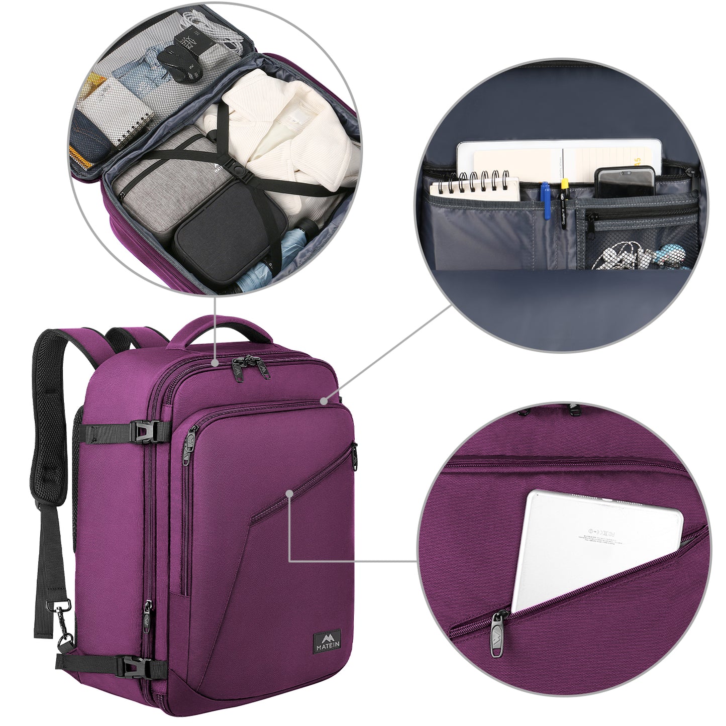 Large Carry-on Backpack, Purple