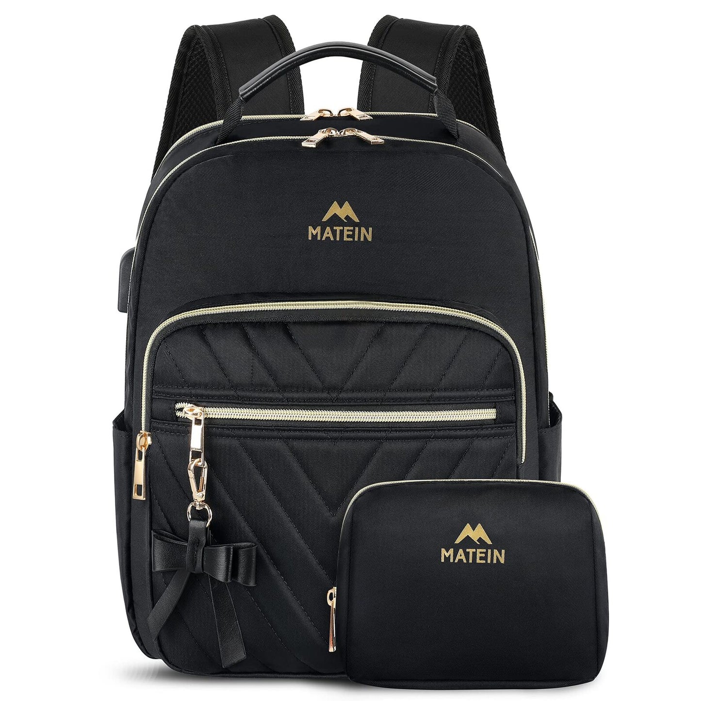MATEIN 2Pcs Women Waterproof Mini Backpack with USB Port, Black