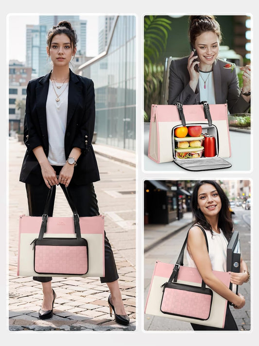 Tote Bag with Lunch Box Compartment, Pink