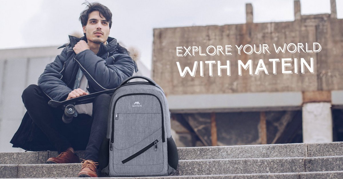 Matein Travel Laptop Backpack, Business Anti-Theft Backpack with USB Charging Port, Fits 15.6 Inch Laptop, Large Capacity Backpack for Women Men, Grey
