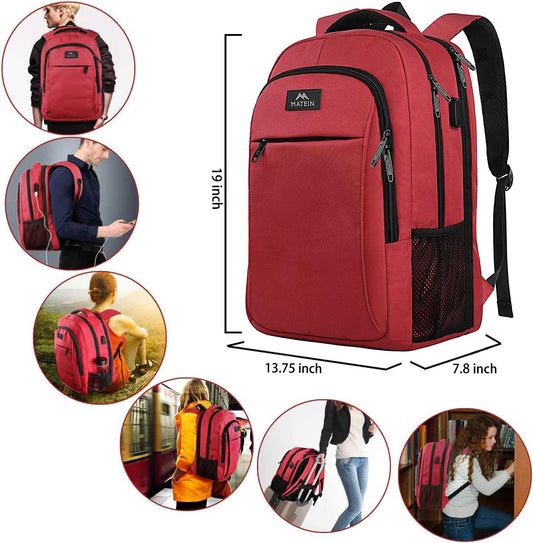 Red Mlassic Travel Laptop Backpack, 17''