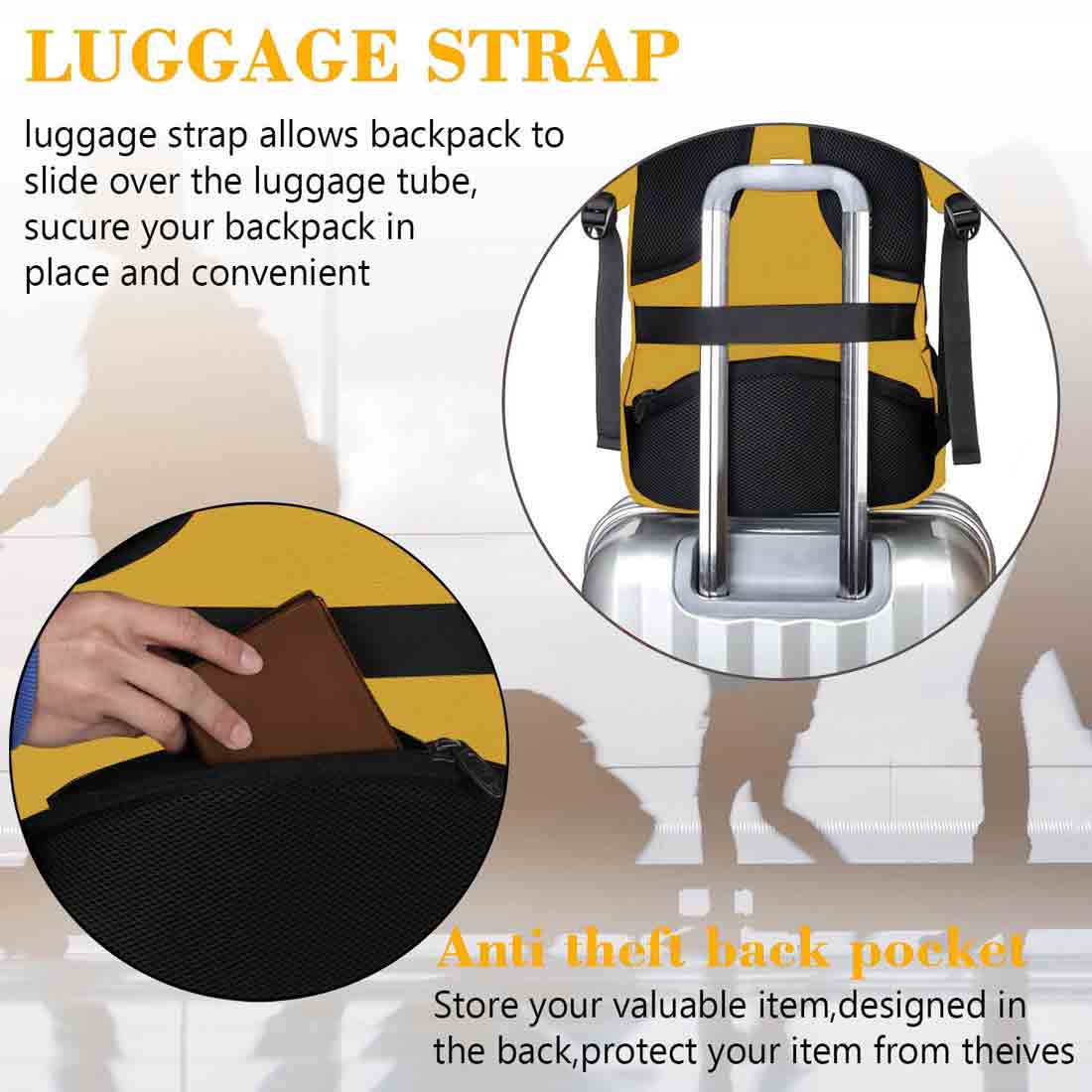 Matein Yellow Large School Backpack