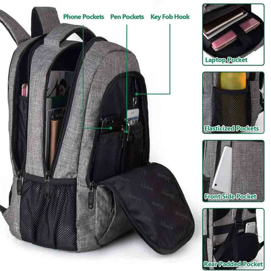 Matein Mlassic Travel Gray Laptop Backpack - travel laptop backpack