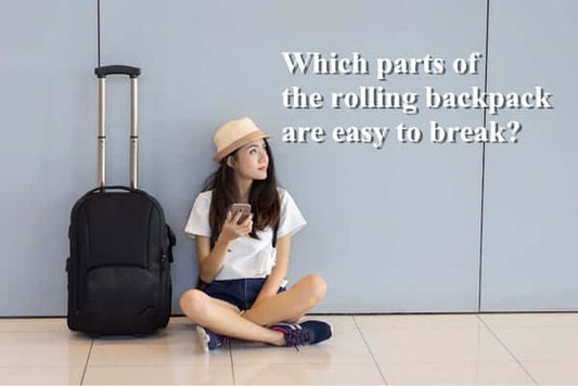 Which parts of the rolling backpack are easy to break?