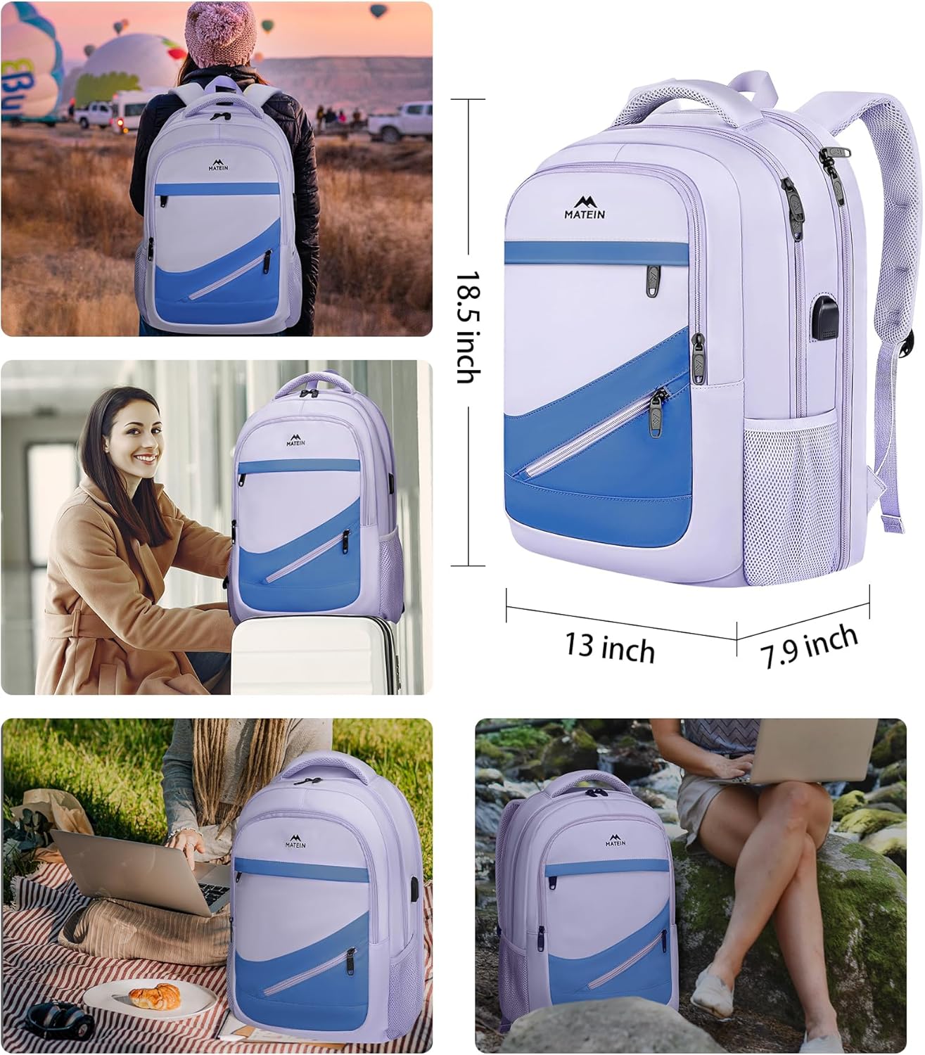 NTE Laptop Backpack, Purple & Blue