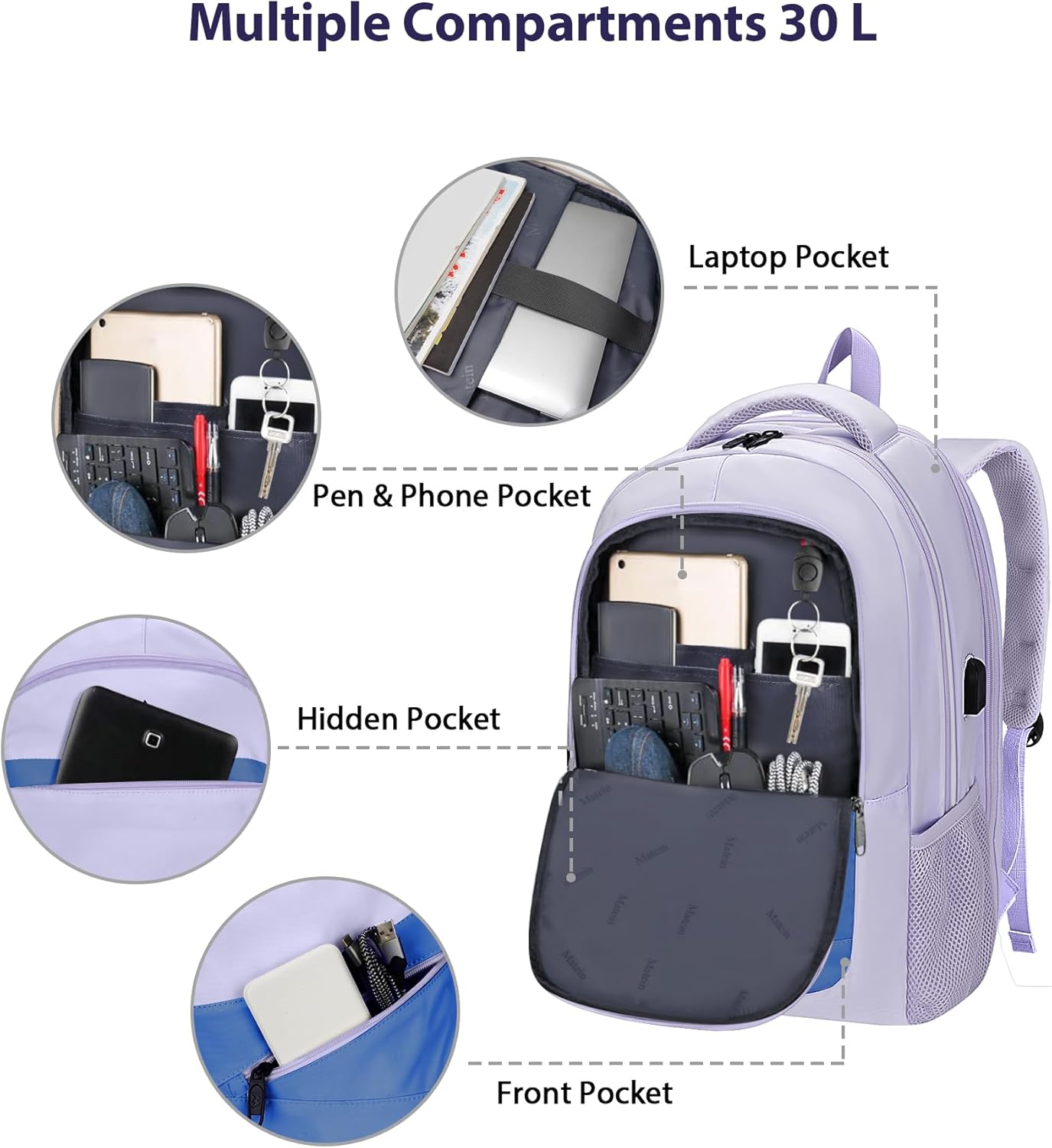 NTE Laptop Backpack, Purple & Blue