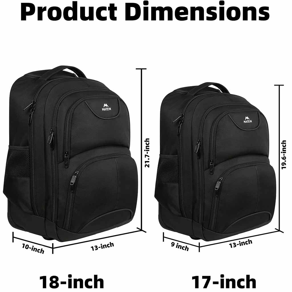 Matein Wheeled Rolling Backpack - travel laptop backpack