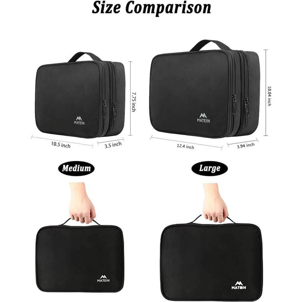 travel cable organizer size comparison chart carry on
