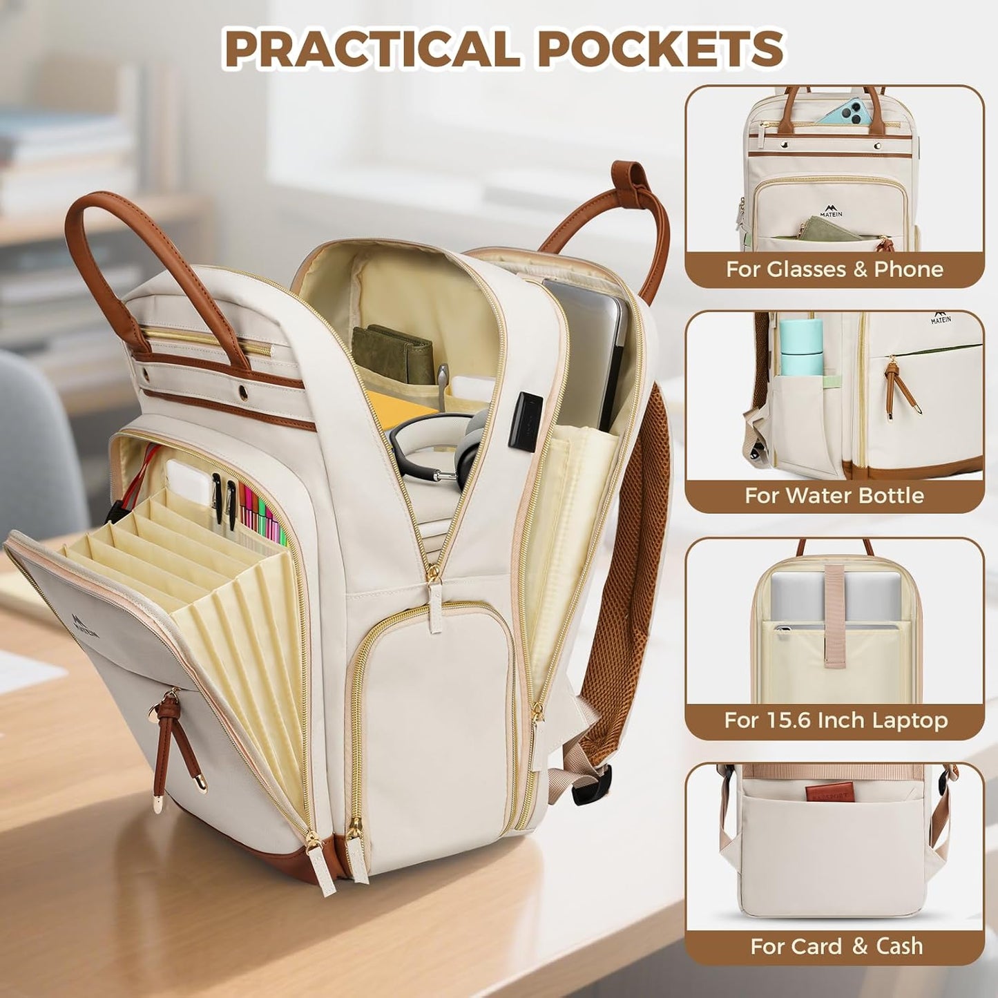 MATEIN Mlassic Laptop Mochila para Universidad