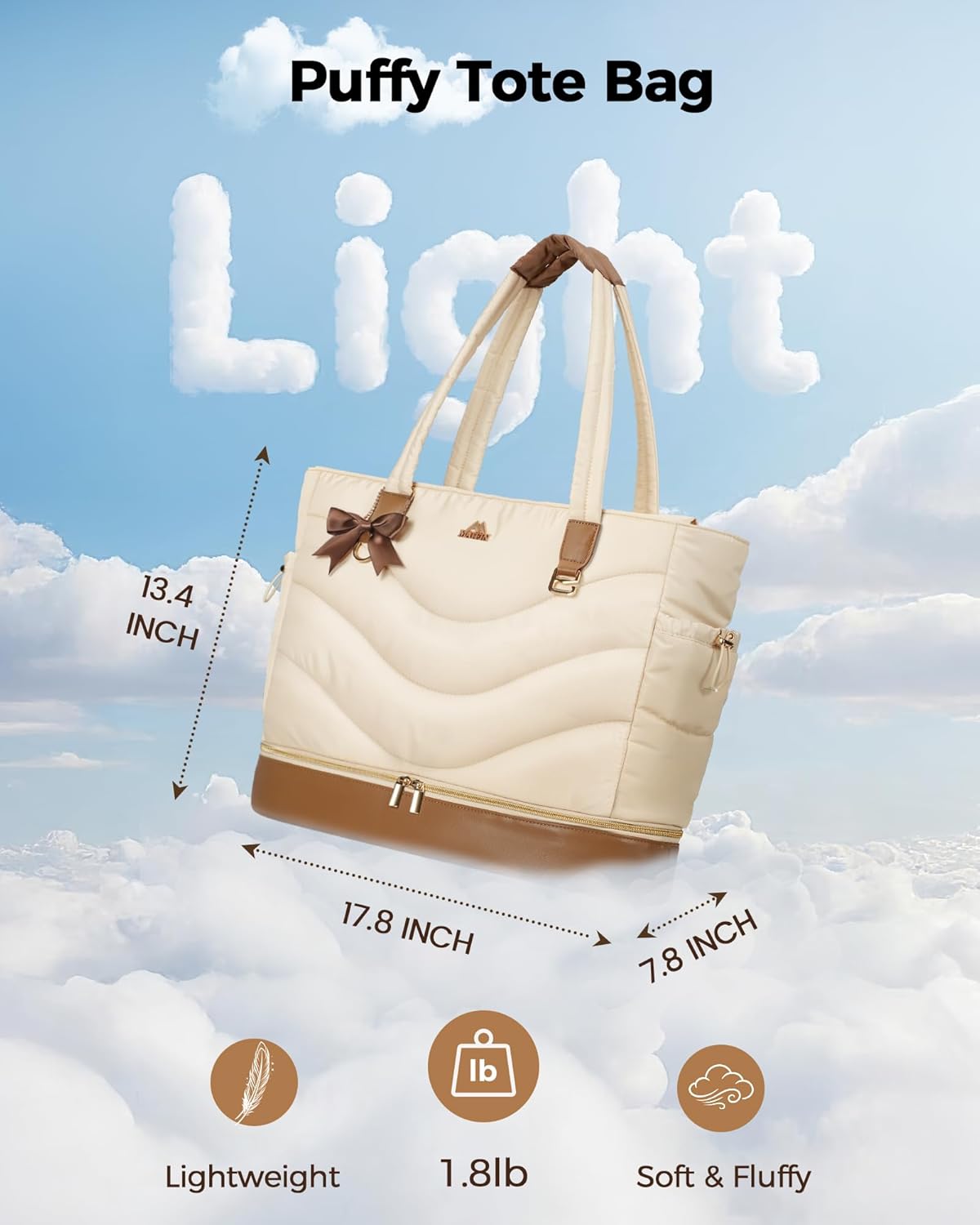 Puffer Work Tote Bag, 15.6''