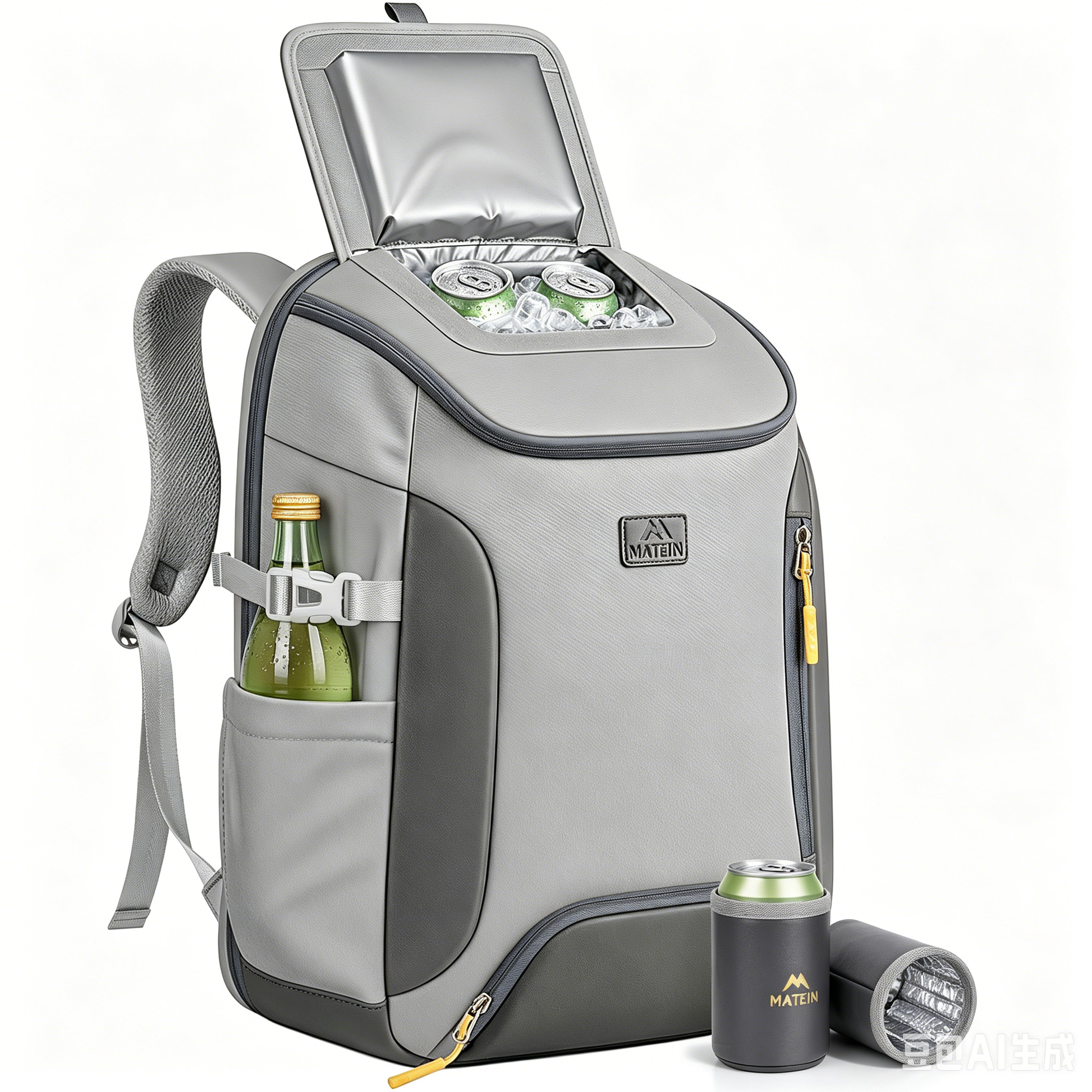 MATEIN Men Cooler Backpack, Gray Insulated Lunch Bag Fits 17