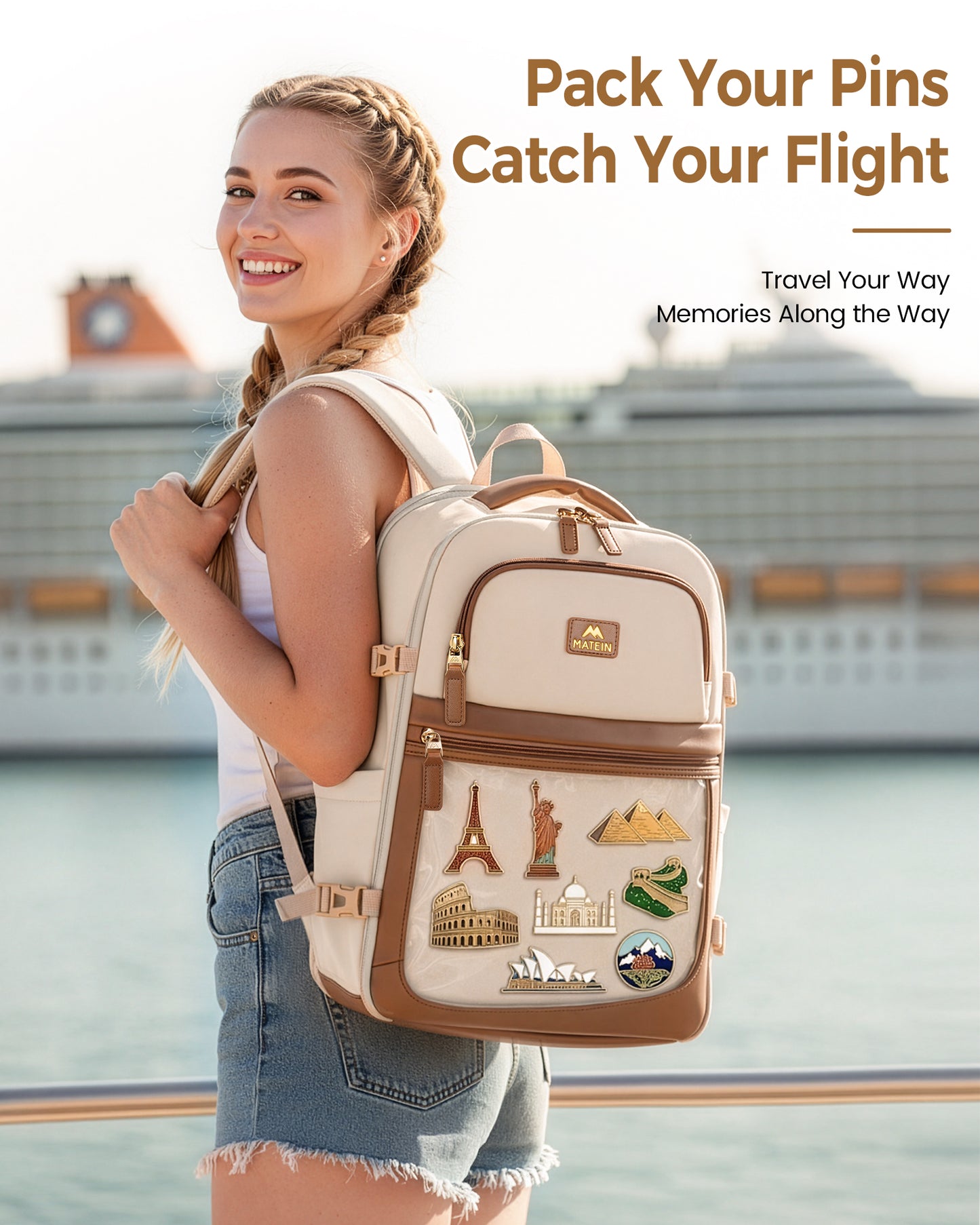 MATEIN Women 40L Travel Backpack Fits 17.3" Laptop