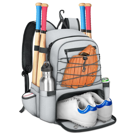 Youth Baseball Backpack, Light Grey