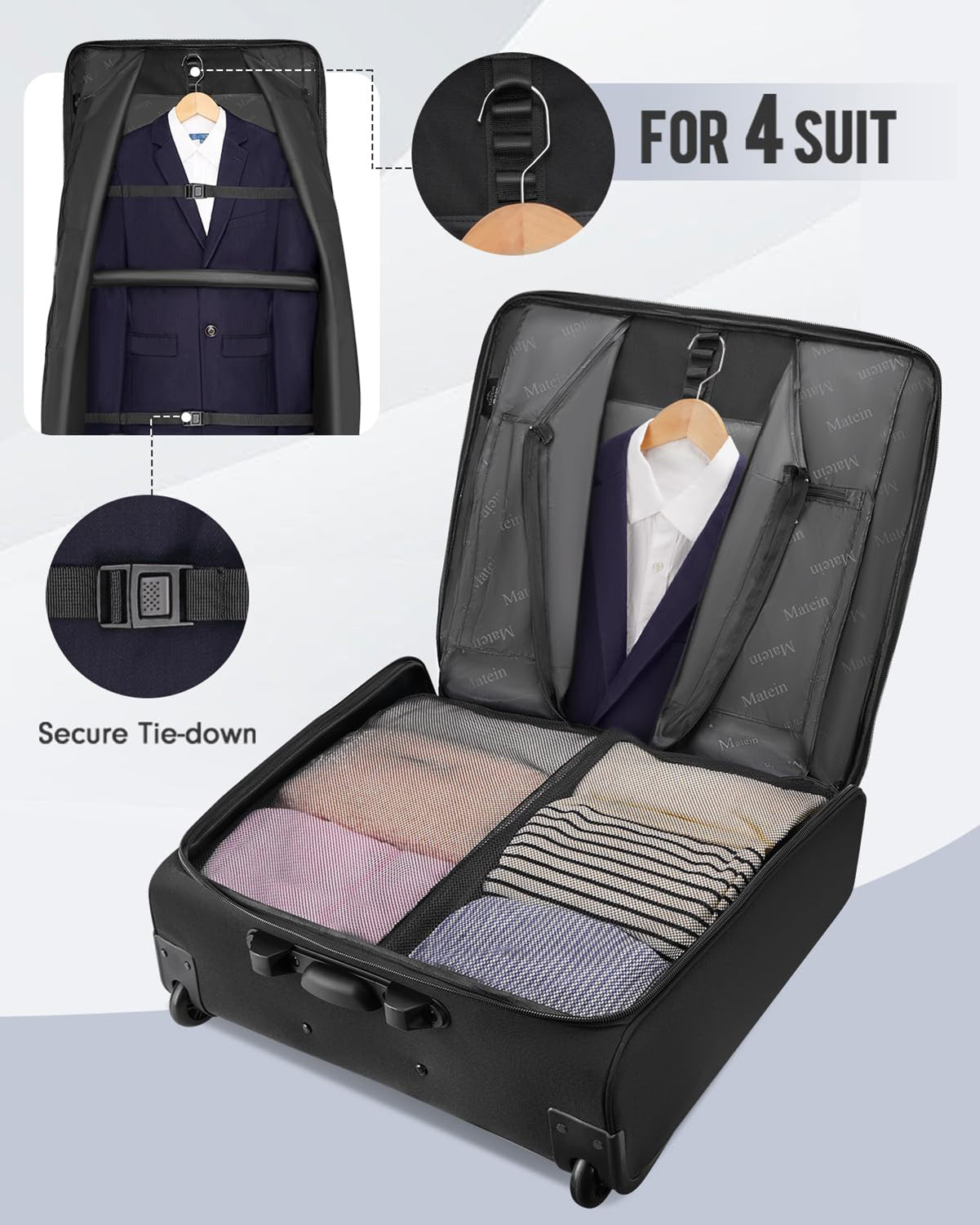 MATEIN Wheeled Garment Bag with Packing Cubes