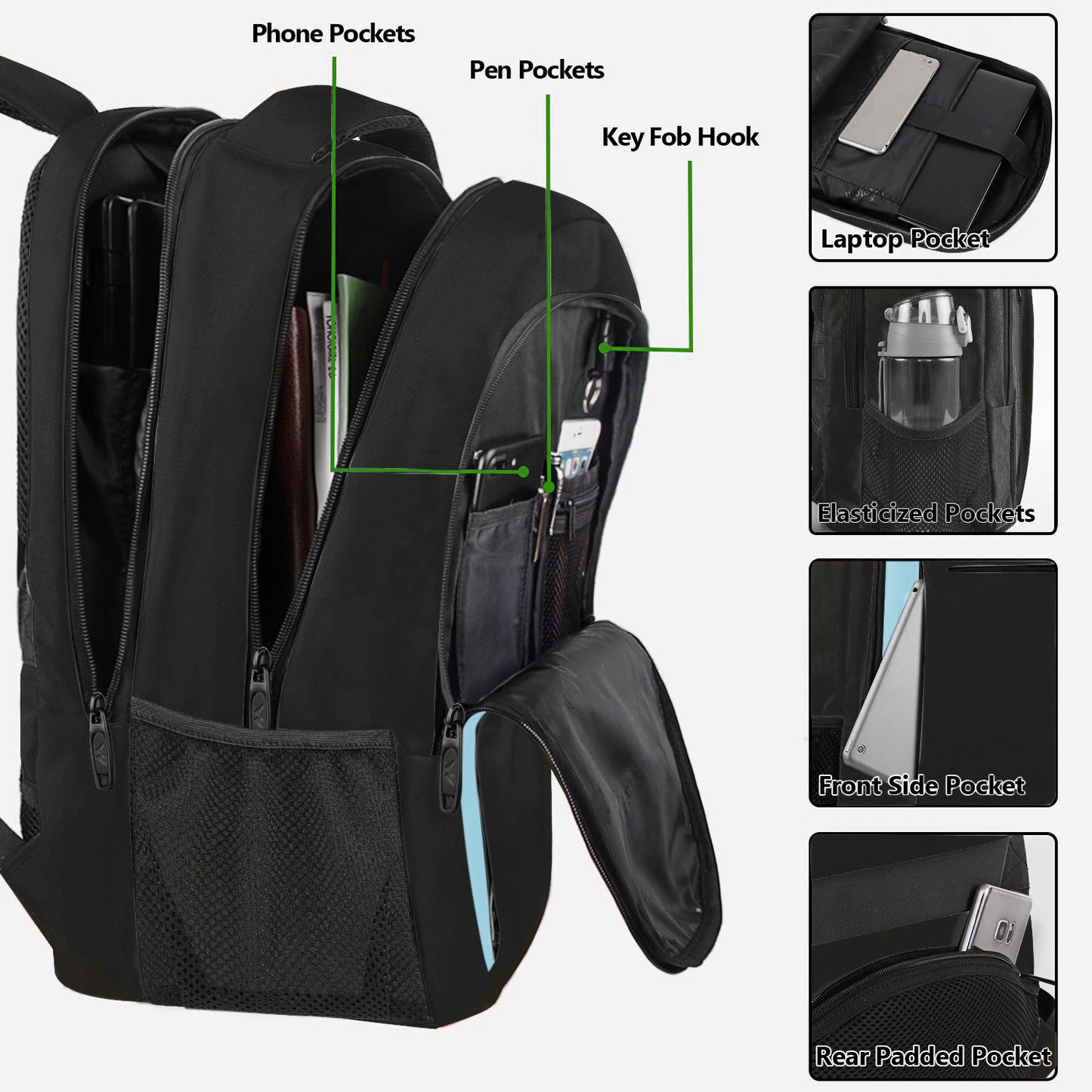 Black Blue Mlassic Laptop Travel Backpack