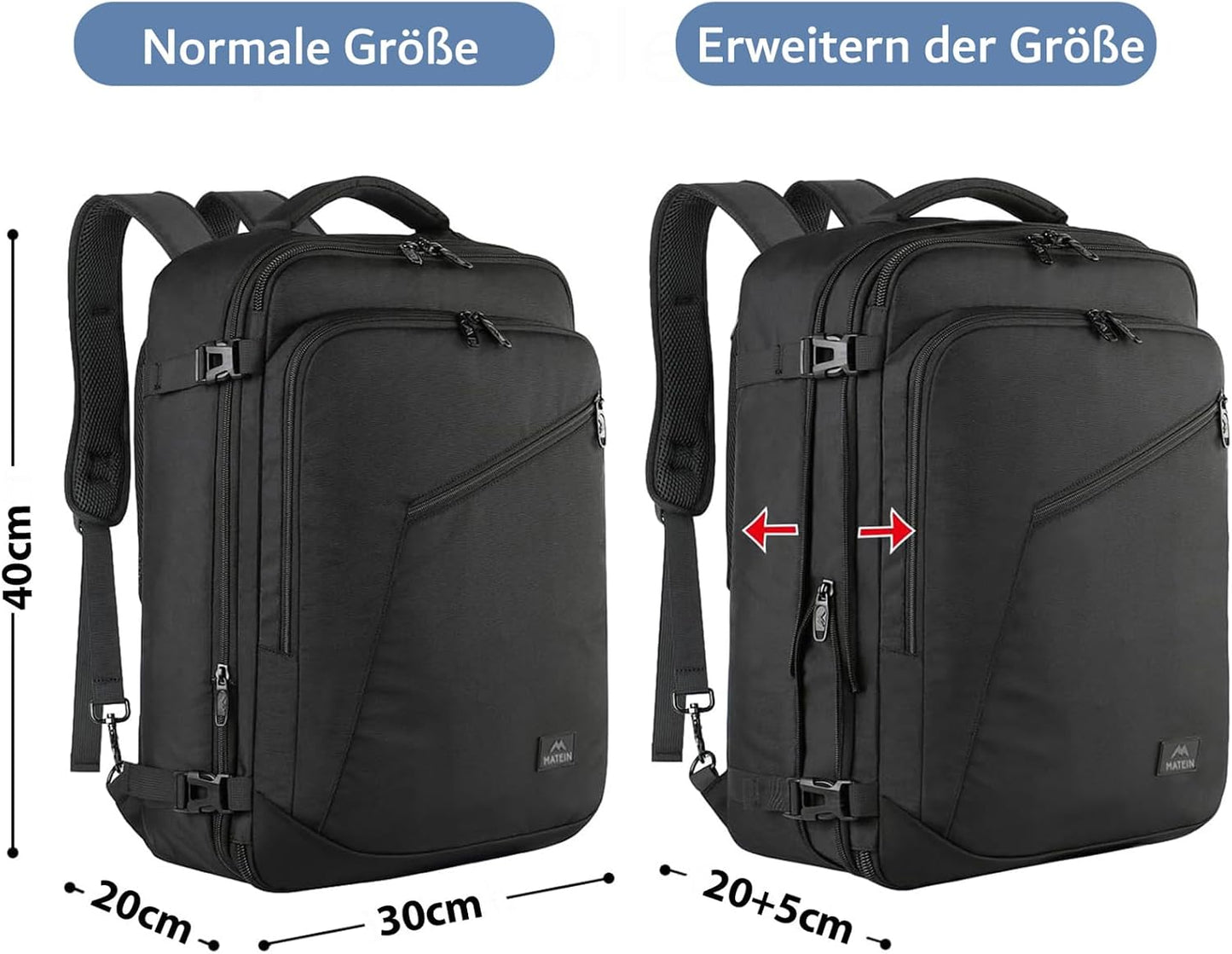 MATEIN Ryanair Handgepäck 40x30x20, Handgepäck Rucksack Flugzeug Herren 24L