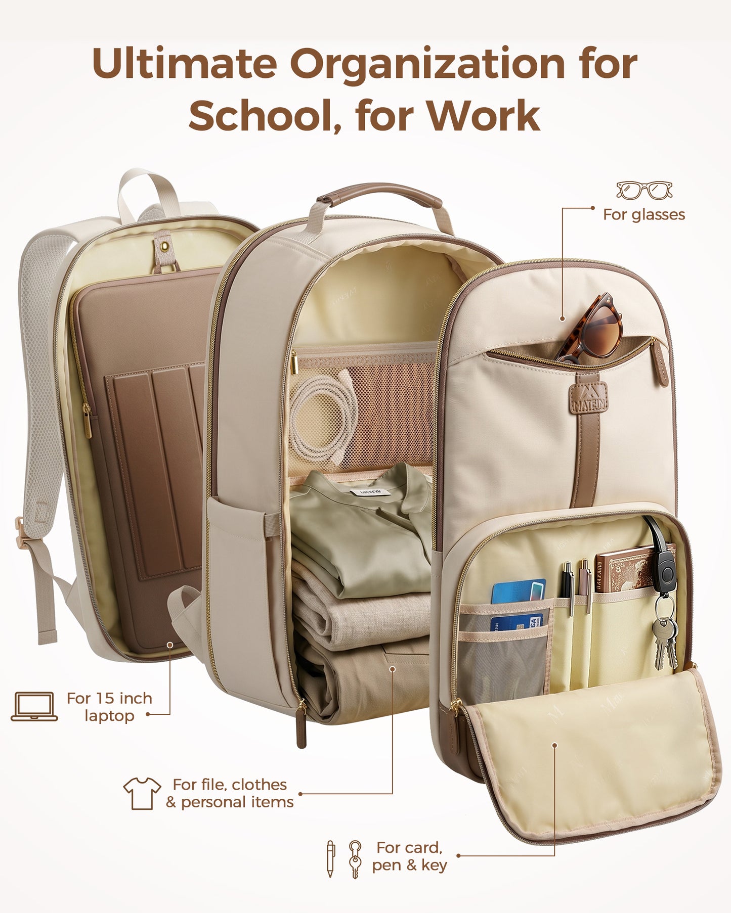 MATEIN Women Backpack, 15" Laptop, Water Resistant & Anti-theft