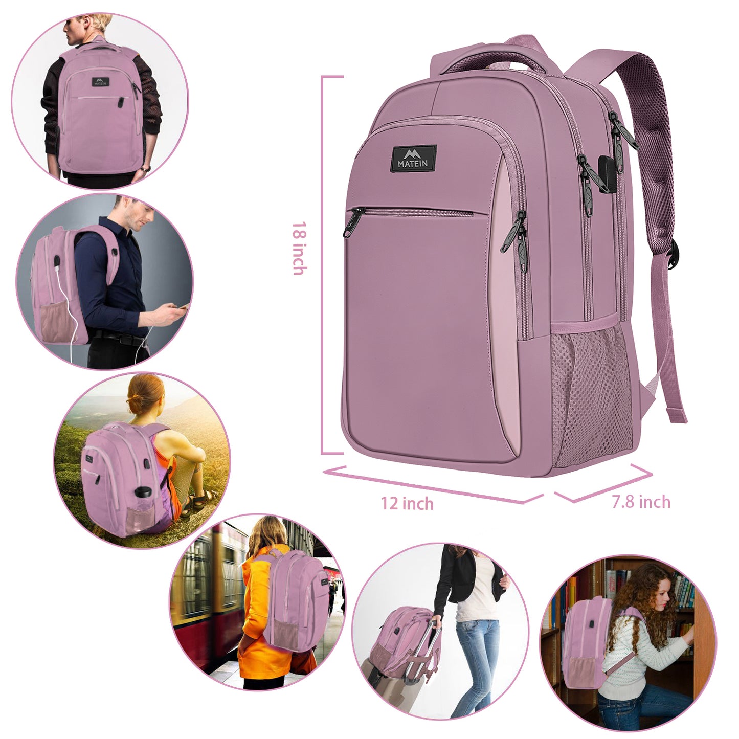 Dark Purple Mlassic Laptop Travel Backpack