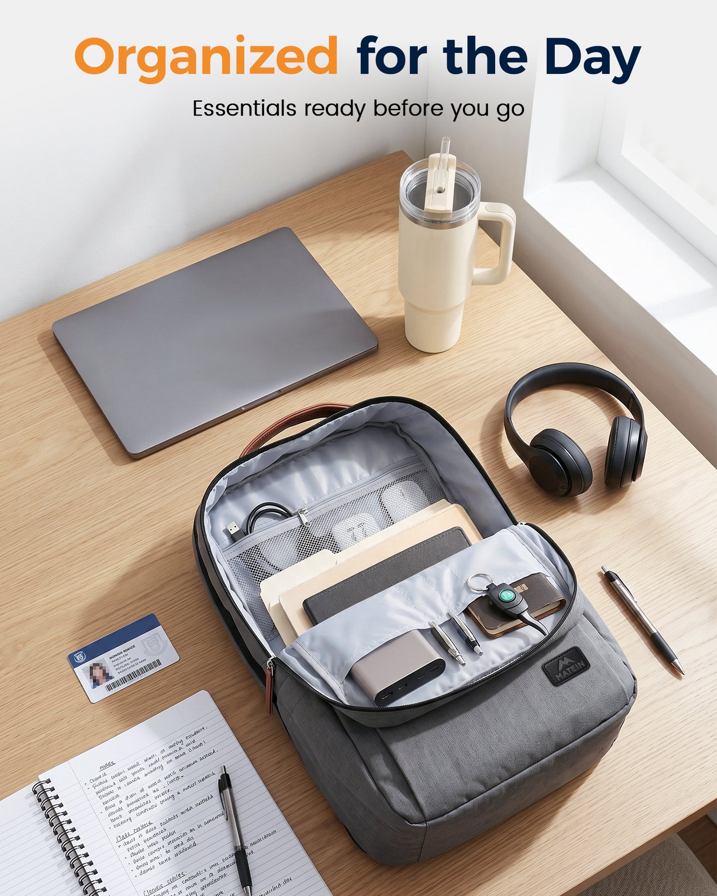MATEIN Laptop Backpack with Lunch Cooler