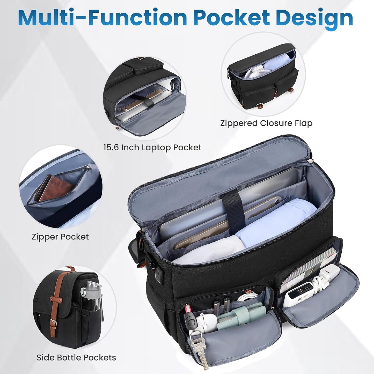 MATEIN Messenger Bag with USB Charging Port