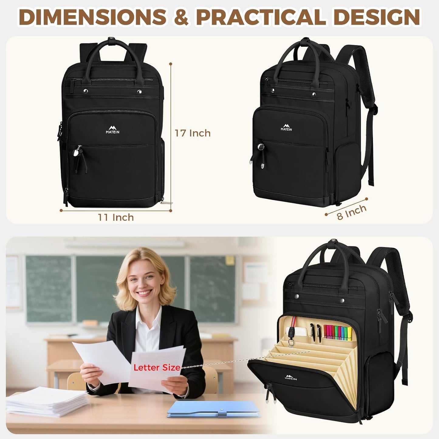 MATEIN Work Backpack with Lunch Compartment