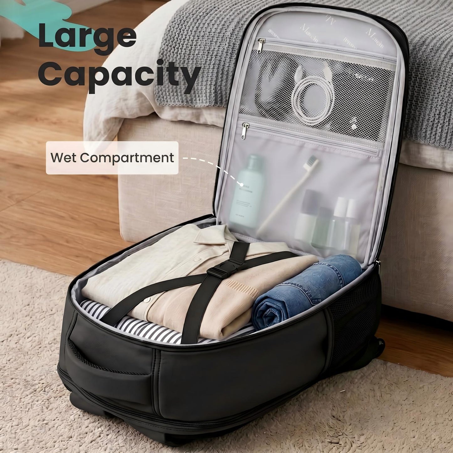 MATEIN Personal Item Backpack, Black Travel Backpack for Men Women