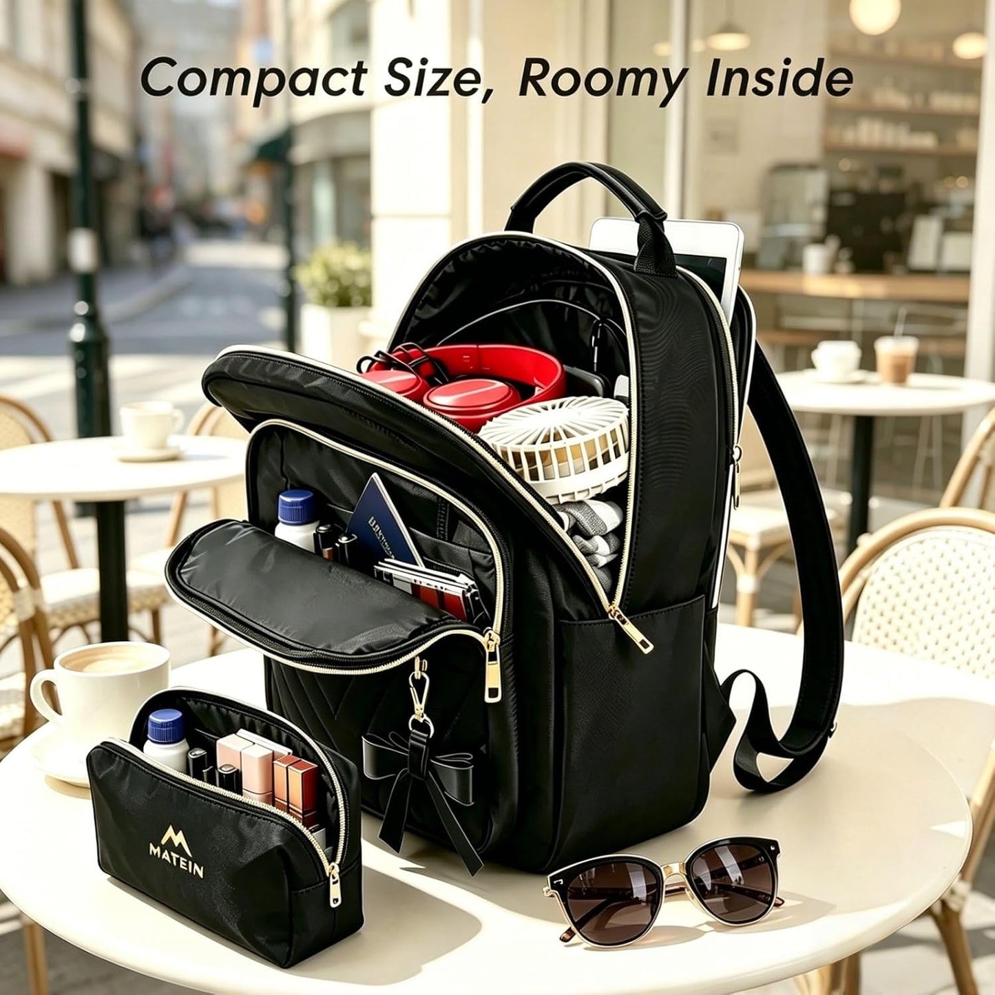 MATEIN Mini Backpack for Women, Black