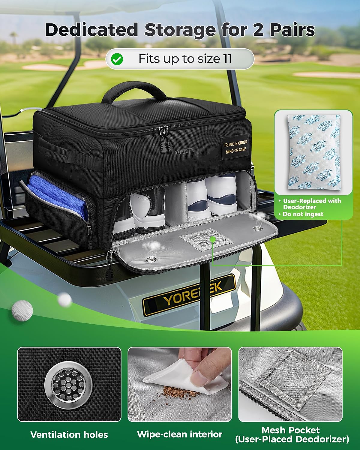 YOREPEK Upgraded Golf Trunk Organizer with Removable Insulated Pouch