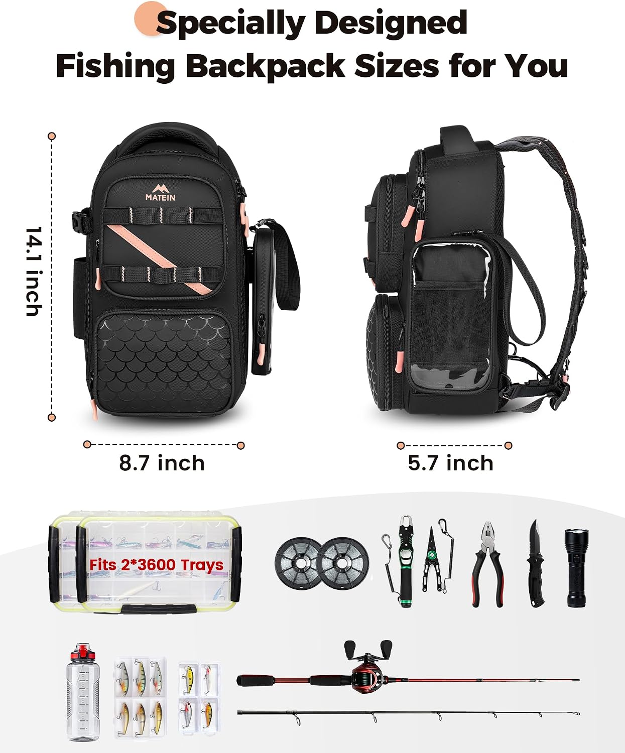 MATEIN Fishing Sling Bag with Phone Pouch