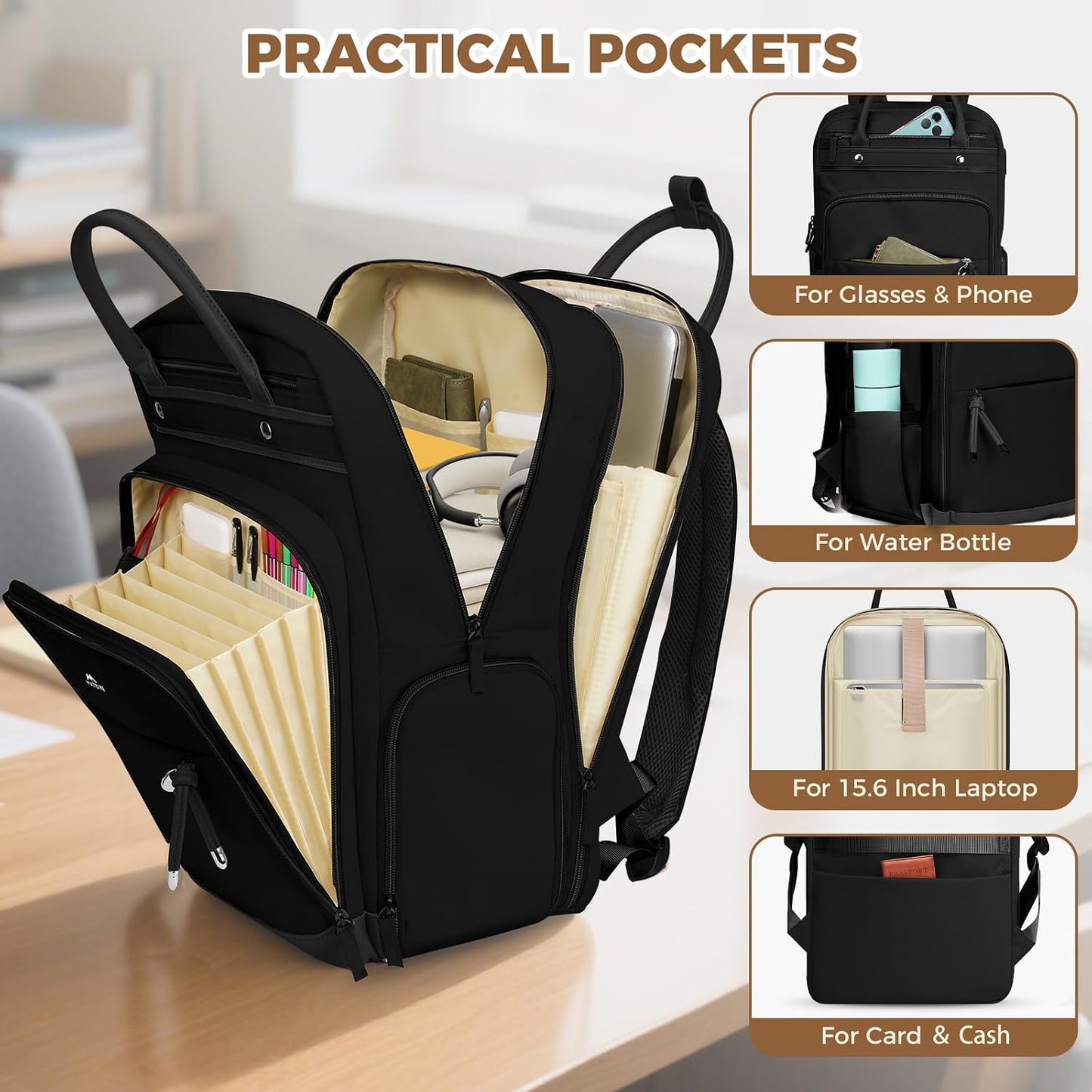 MATEIN Work Backpack with Lunch Compartment