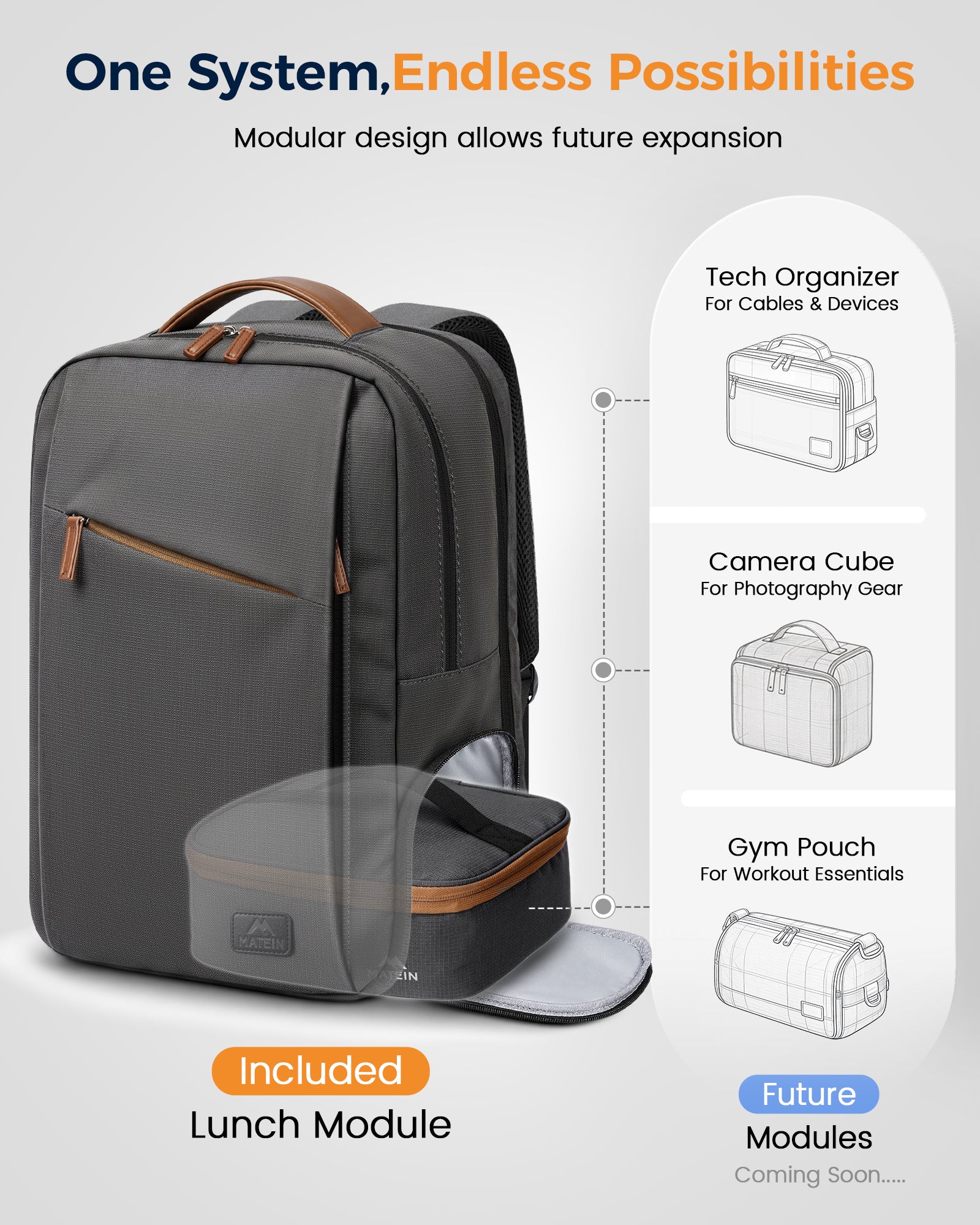 MATEIN Laptop Backpack with Lunch Cooler