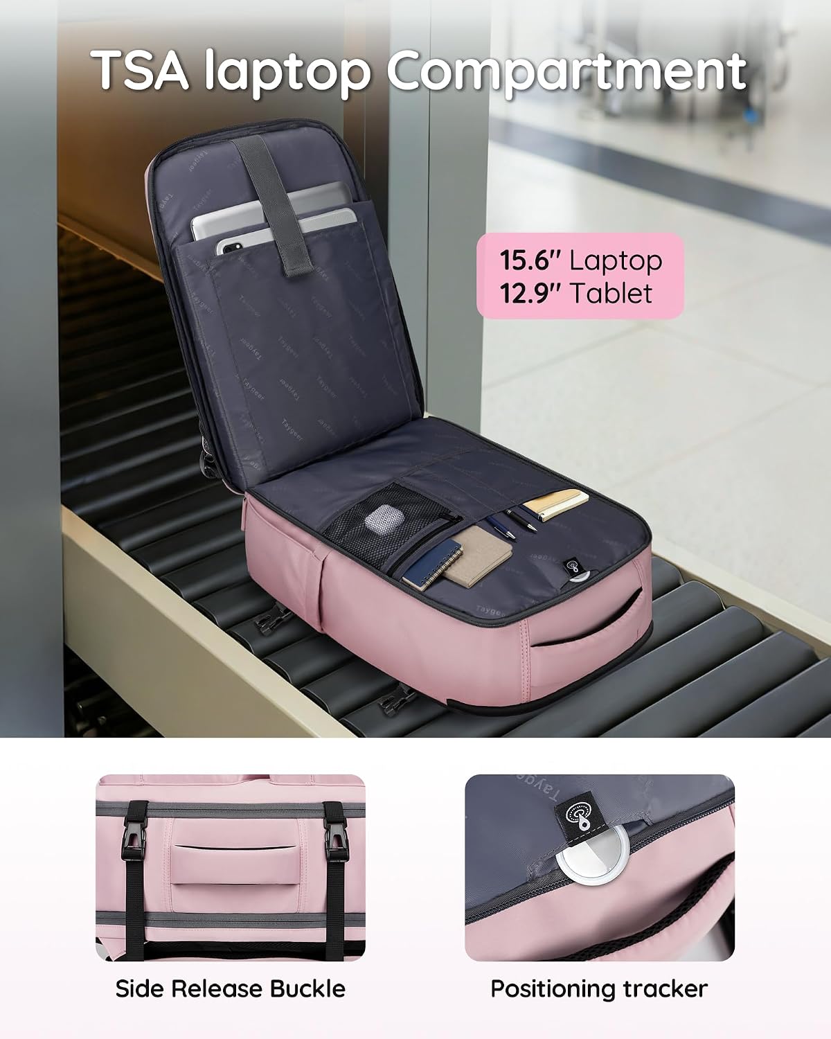 Taygeer Travel Backpack for Women, Travel Personal Item Bag with Shoe Pouch