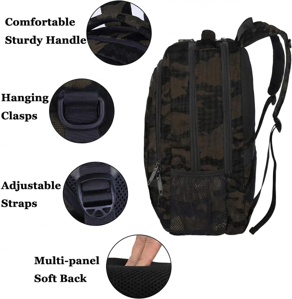 Black Camo Mlassic Travel Laptop Backpack
