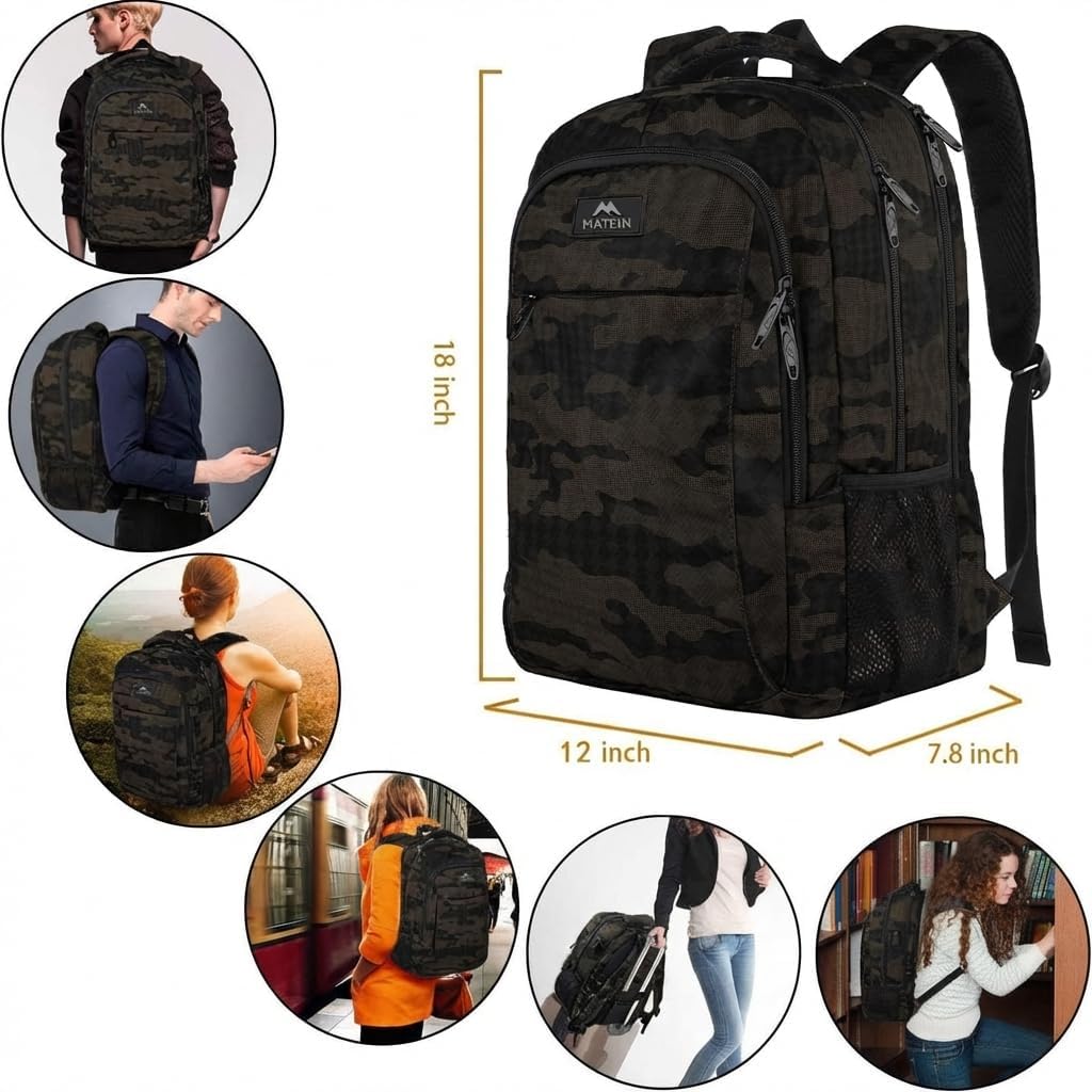 Black Camo Mlassic Travel Laptop Backpack