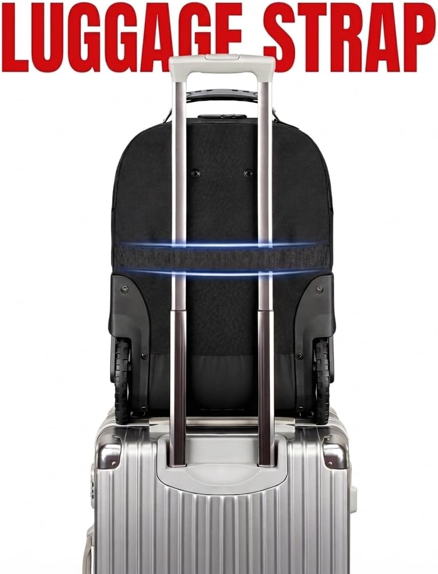 MATEIN Rolling Bag with Wheels, 17 Inch Extra Large Laptop Roller Backpack for Adults with Anti Theft Lock & USB Charging Port, Water Resistant Wheeled Bag Carry On Luggage for Teacher Work MATEIN Rolling Bag with Wheels, 17 Inch Extra Large Laptop Roller Backpack for Adults with Anti Theft Lock & USB Charging Port, Water Resistant Wheeled Bag Carry On Luggage for Teacher Work