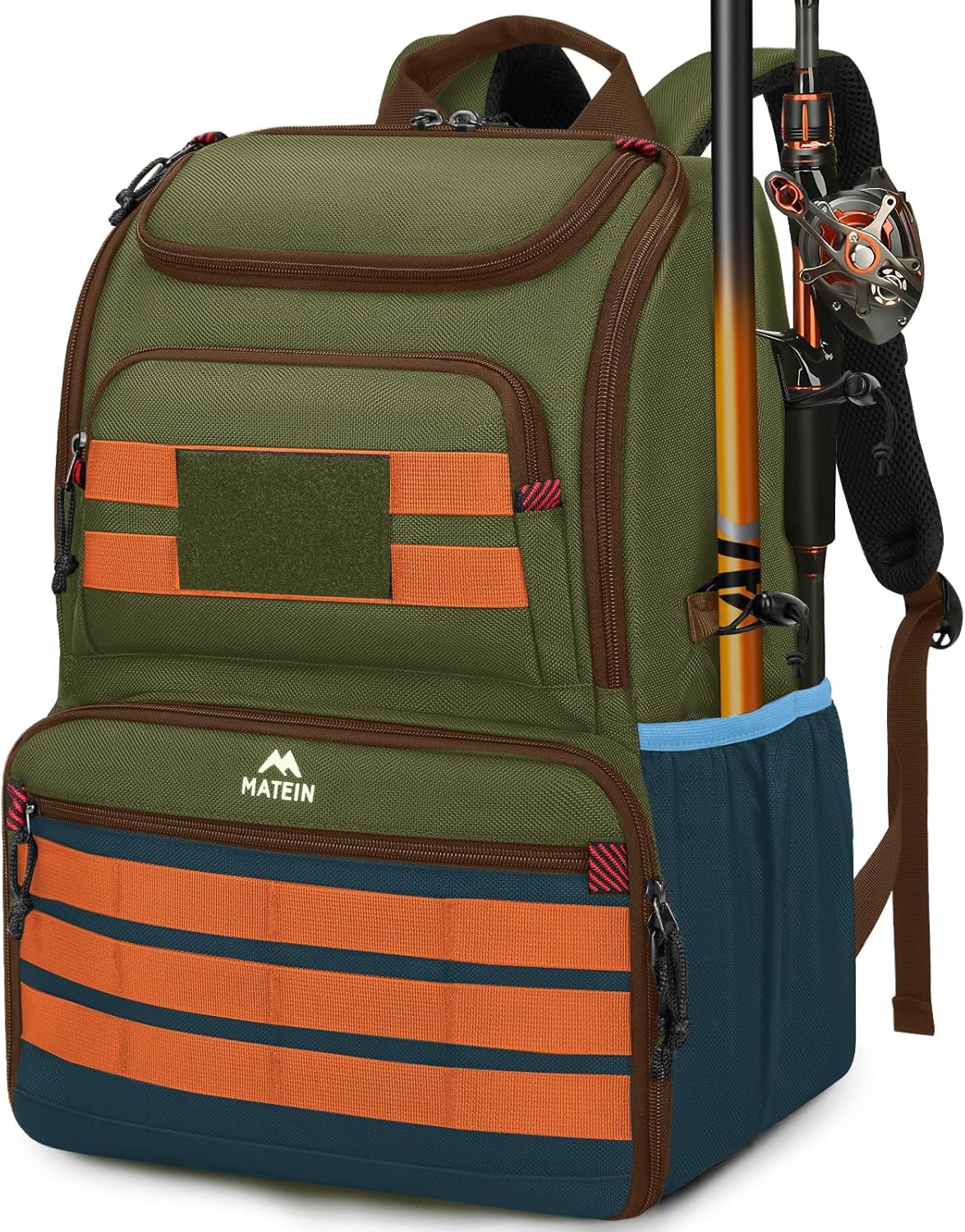 fishing tackle bag with rod holder Matein Fishing Tackle Box Backpack with Cooler